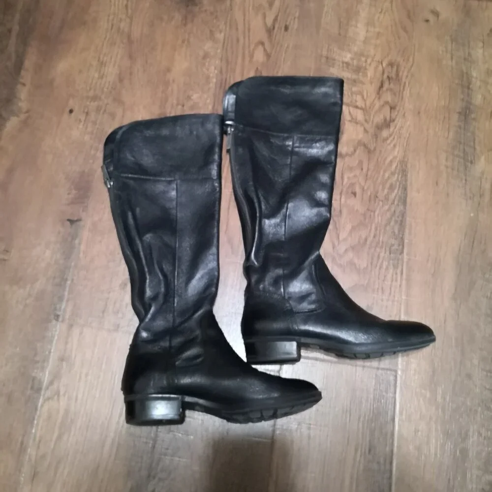 Nine West Black Leather Knee High Boots Size 6M